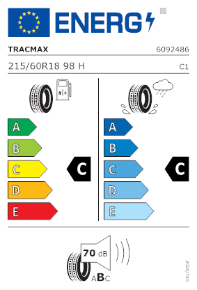 Etichetta per gomma: TRACMAX, X-PRIVILO HT RF10 215/60 R18 98H Estive