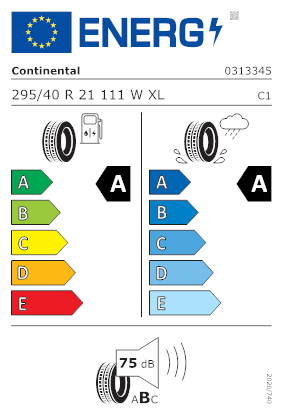 Etichetta per gomma: CONTINENTAL, SPORTCONTACT 7 XL POL 295/40 R21 111W Estive