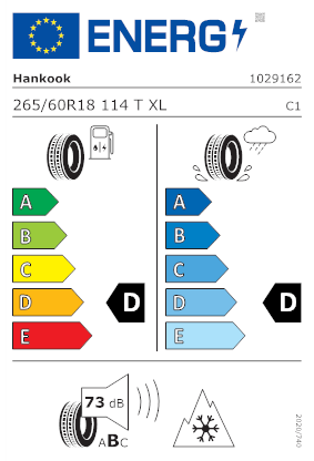 Etichetta per gomma: HANKOOK, DYNAPRO AT2 RF11 XL FSL 265/60 R18 114T Estive