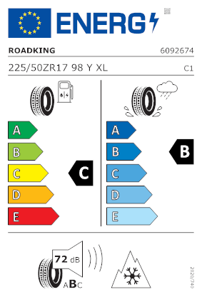 Etichetta per gomma: ROADKING, ALL SEASON ARGOS XL 3PMSF 225/50 R17 98Y Quattro-stagioni