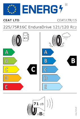 Etichetta per gomma: CEAT, ENDURADRIVE 10PR M+S 225/75 R16 121R Estive