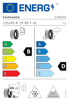 Etichetta per gomma: CONTINENTAL, VIKINGCONTACT 8 XL NORDIC 235/45 R19 99T Invernali