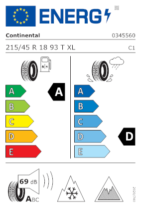 Etichetta per gomma: CONTINENTAL, VIKINGCONTACT 8 XL FR EVC 215/45 R18 93T Invernali