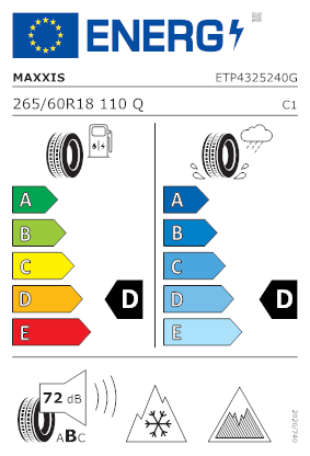 Etichetta per gomma: MAXXIS, SS-01 PRESA SUV 265/60 R18 110Q Invernali