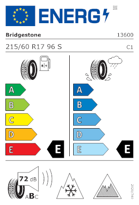 Etichetta per gomma: BRIDGESTONE, BLIZZAK ICE 215/60 R17 96S Invernali