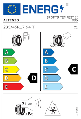 Etichetta per gomma: ALTENZO, SPORTS TEMPEST II 235/45 R17 94T Invernali