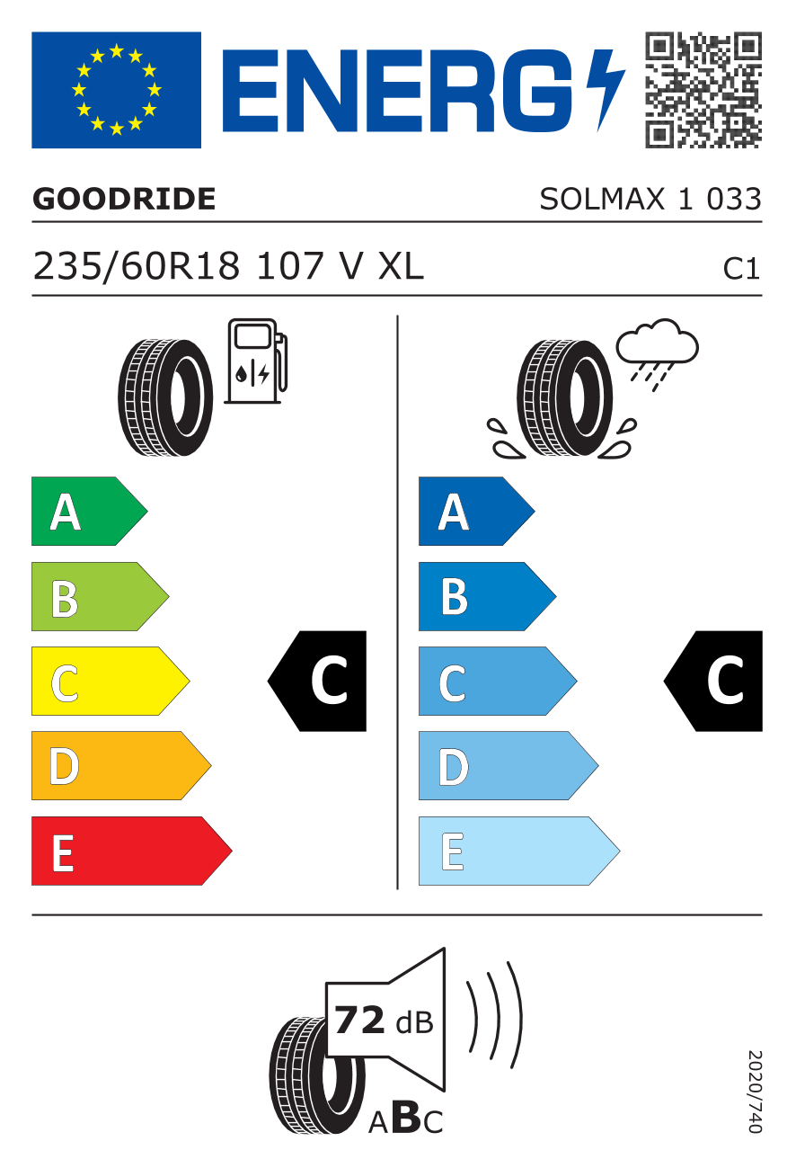 Etichetta per gomma: GOODRIDE, SOLMAX 1 XL 235/60 R18 107V Estive