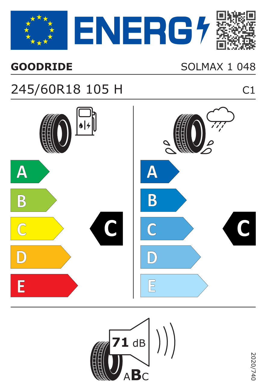 Etichetta per gomma: GOODRIDE, SOLMAX 1 245/60 R18 105H Estive