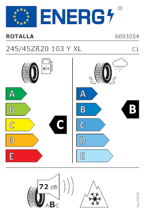 Etichetta per gomma: ROTALLA, SETULA 4 SEASON RA03 XL 245/45 R20 103Y Quattro-stagioni