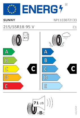 Etichetta per gomma: SUNNY, NA305 215/55 R18 95V Estive