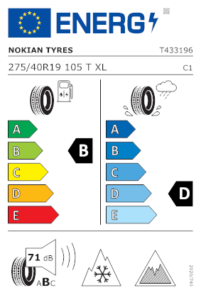 Etichetta per gomma: NOKIAN, HKPL R5 XL 275/40 R19 105T Invernali