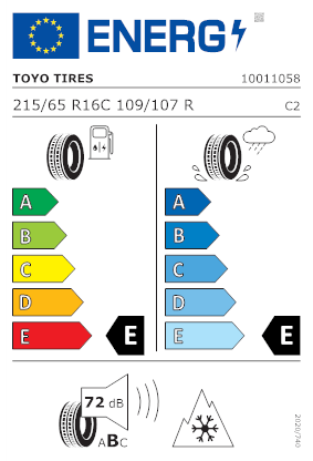 Etichetta per gomma: TOYO, OBSERVE ICE FREEZER VAN NORDIC 215/65 R16 109R Invernali