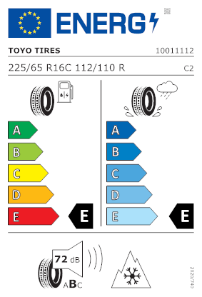 Etichetta per gomma: TOYO, OBSERVE ICE FREEZER VAN 225/65 R16 112R Invernali