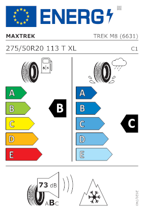 Etichetta per gomma: MAXTREK, TREK M8 XL 275/50 R20 113T Invernali