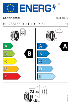 Etichetta per gomma: CONTINENTAL, ECOCONTACT 6Q XL R0 SILENT EVC 255/35 R21 101Y Estive