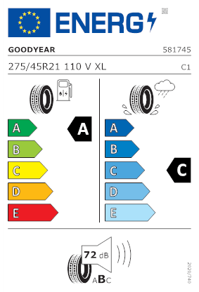 Etichetta per gomma: GOODYEAR, WRANGLER TERRITORY HT XL LHD 275/45 R21 110V Estive