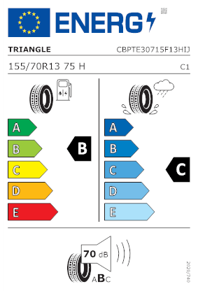 Etichetta per gomma: TRIANGLE, RELIAX TOURING TE307 M+S 155/70 R13 75H Estive