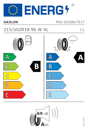 Etichetta per gomma: SAILUN, ATREZZO ZSR2 215/50 R18 96W Estive