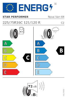 Etichetta per gomma: StarPerformer, NOVA VAN 225/75 R16 121R Estive