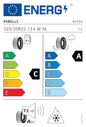 Etichetta per gomma: PIRELLI, SCORPION WINTER 2 XL L1 ELT 325/35 R22 114W Invernali