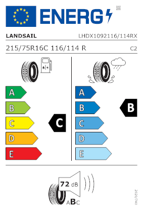 Etichetta per gomma: LANDSAIL, LSV88+ 215/75 R16 116R Estive