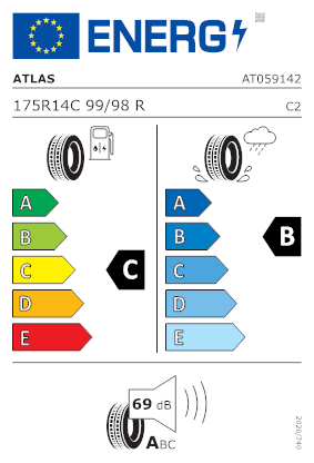 Etichetta per gomma: ATLAS, GREEN VAN2 8PR 175/ R14 99R Estive