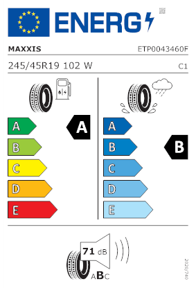 Etichetta per gomma: MAXXIS, VICTRA SPORT EV XL 245/45 R19 102W Estive