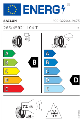 Etichetta per gomma: SAILUN, ICE BLAZER ARCTIC EVO NORDIC 265/45 R21 104T Invernali