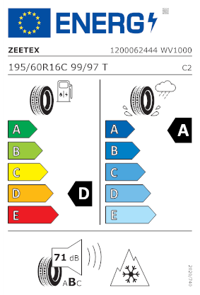 Etichetta per gomma: ZEETEX, WV1000 195/60 R16 99T Invernali