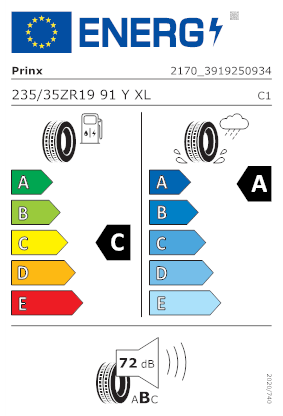 Etichetta per gomma: PRINX, AQUILA REV XL 235/35 R19 91Y Estive