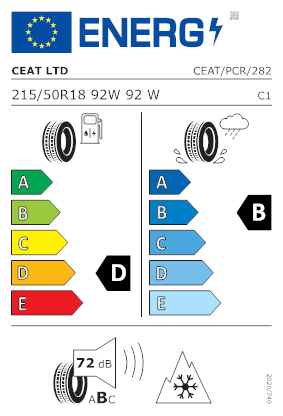 Etichetta per gomma: CEAT, 4SEASONDRIVE SUV 215/50 R18 92W Invernali