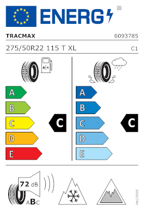 Etichetta per gomma: TRACMAX, X-PRIVILO S360 XL NORDIC 275/50 R22 115T Quattro-stagioni