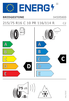 Etichetta per gomma: BRIDGESTONE, BLIZZAK W810 10PR 215/75 R16 116R Invernali