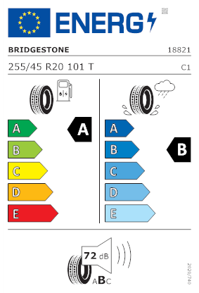 Etichetta per gomma: BRIDGESTONE, TURANZA ECO B-SEAL + AO 255/45 R20 101T Estive