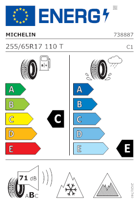 Etichetta per gomma: MICHELIN, X-ICE SNOW SUV NORDIC 255/65 R17 110T Invernali