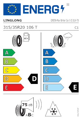 Etichetta per gomma: LINGLONG, GREENMAX WINTER ICE I-15 SUV 315/35 R20 106T Invernali