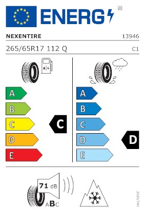 Etichetta per gomma: NEXEN, WINGUARD ICE SUV 265/65 R17 112Q Invernali