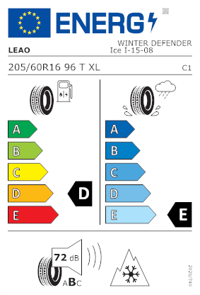 Etichetta per gomma: LEAO, WINDFORCE ICE I15 XL 205/60 R16 96T Invernali