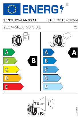 Etichetta per gomma: SENTURY, LS QIRIN 990 XL 215/45 R16 90V Estive