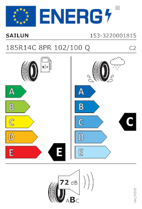 Etichetta per gomma: SAILUN, SL12 185/80 R14 102Q Estive