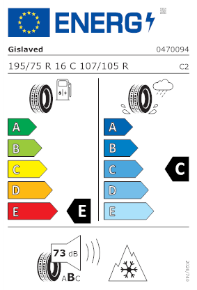 Etichetta per gomma: GISLAVED, EUROFROST VAN 195/75 R16 107R Invernali