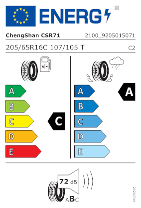 Etichetta per gomma: CHENGSHAN, CSR 71 8PR 205/65 R16 107T Estive