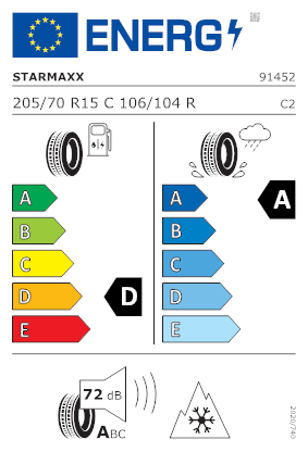 Etichetta per gomma: STARMAXX, PROWIN ST960 205/70 R15 106R Invernali