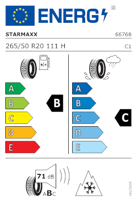 Etichetta per gomma: STARMAXX, INCURRO W870 XL 265/50 R20 111H Invernali