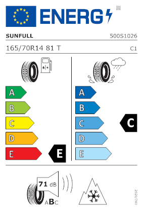 Etichetta per gomma: SUNFULL, SF-983 AS 165/70 R14 81T Quattro-stagioni