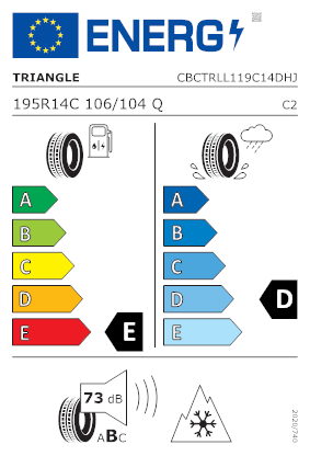 Etichetta per gomma: TRIANGLE, LL01 195/ R14 106Q Invernali