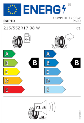 Etichetta per gomma: RAPID, P609 XL 215/55 R17 98W Estive