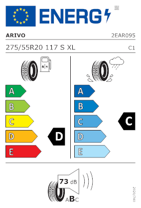 Etichetta per gomma: ARIVO, TERRAMAX ARV PRO A/T XL BSW 275/55 R20 117S Quattro-stagioni