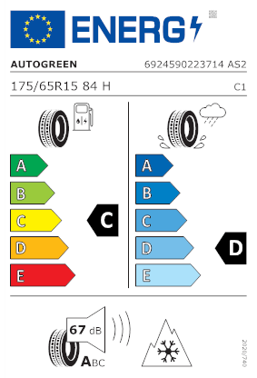 Etichetta per gomma: AUTOGREEN, ALL SEASON VERSAT AS 2 175/65 R15 84H Quattro-stagioni