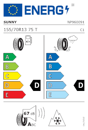 Etichetta per gomma: SUNNY, NC501 155/70 R13 75T Quattro-stagioni